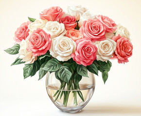 Elegant roses in a vase with a romantic mood representing love against a soft background