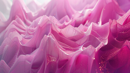 Obraz premium vibrant abstract design featuring flowing pink waves with intricate textures and shimmering details, creating sense of depth and movement