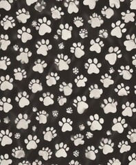 Bone pattern dog paw doodle seamless wallpaper background,  animal print, dog bone vector