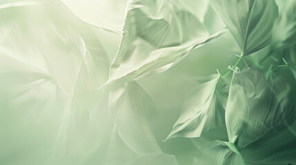 Obraz premium Soft green leaves gently swaying in serene atmosphere, creating calming and peaceful ambiance. light filters through, enhancing natural beauty of foliage