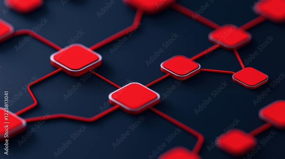 Poster abstract red network connection on dark background for technology designs