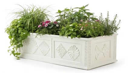 Ornate Planter with Herbs and Flowers