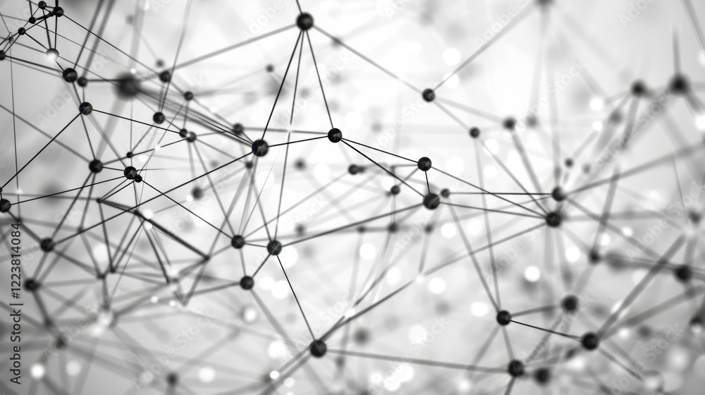 Poster abstract network structure with interconnected lines and nodes, representing data connections and te