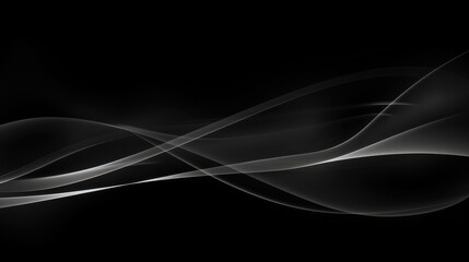 Elegant abstract waves in black and white create sense of motion and depth, perfect for backgrounds or artistic designs
