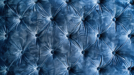 Fototapeta premium Luxurious blue tufted fabric with soft texture and elegant design, perfect for upholstery or interior decor. intricate pattern adds depth and sophistication to any space