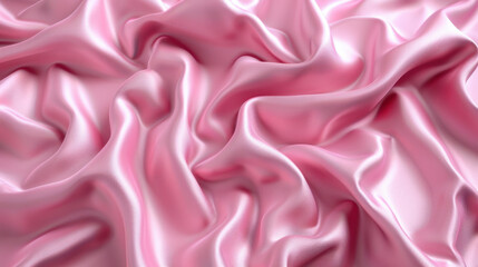 Obraz premium Soft pink satin fabric with elegant folds and smooth texture, creating luxurious and delicate appearance. Perfect for fashion, interior design, or textile backgrounds