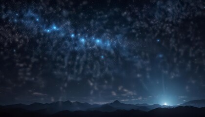 Fototapeta premium Dark blue night sky with glittering stars and bokeh effect, nighttime, night