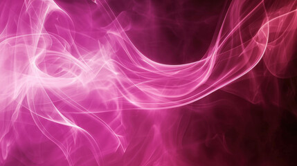 Obraz premium Ethereal pink smoke swirls gracefully against dark background, creating mesmerizing visual effect. soft, flowing lines evoke sense of calm and mystery