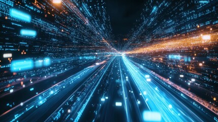 Fototapeta premium Abstract Digital Highway Of Light And Data Streams