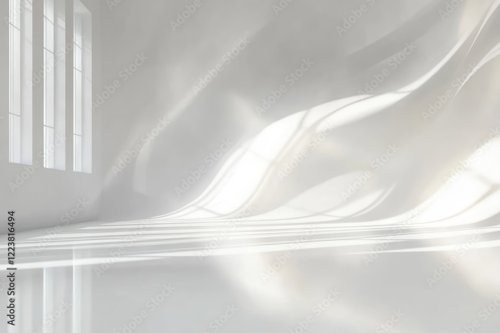 Poster minimalist white room with soft light and shadow for product display presentation