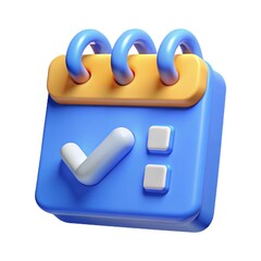 3d Calendar with checkmark or checklist icon. Minimal cartoon blue calendar with tick mark icon creative design icon. time management, appointment, reminder, schedule time concept. 3d rendering