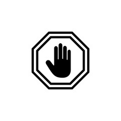 Stop icon logo design. stop road sign. hand stop sign and symbol. Do not enter stop red sign with hand