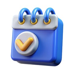 3d Calendar with checkmark or checklist icon. Minimal cartoon blue calendar with tick mark icon creative design icon. time management, appointment, reminder, schedule time concept. 3d rendering