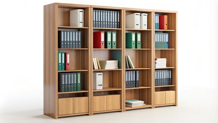 Wooden Office Bookcase with Filing Cabinets