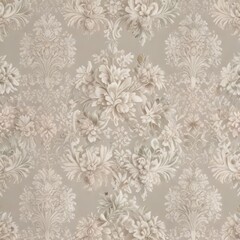 Fototapeta premium Classic damask print featuring interlocking floral motifs in muted pastel colors, design, classic, floral