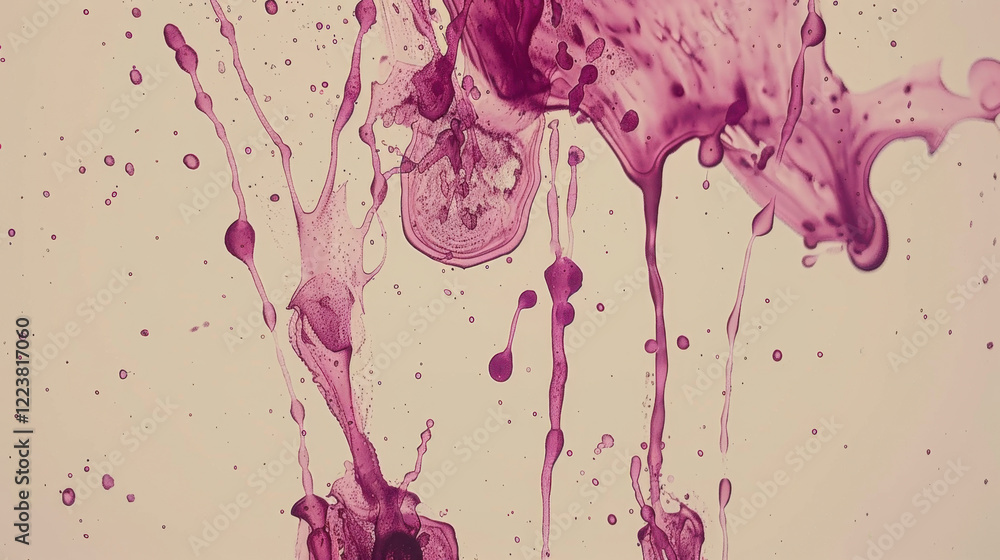 Poster abstract purple liquid splashes on light background, creating dynamic shapes and textures. vibrant c