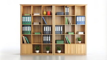 Wooden Bookcase with Office Supplies