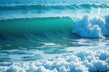 Fototapeta premium Calm ocean waves with foam, surface, ripples, peaceful