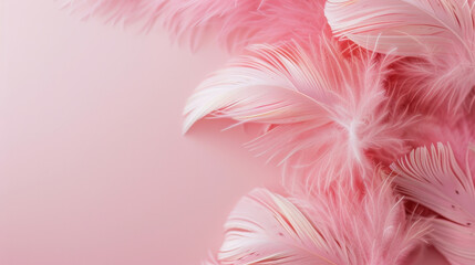 Obraz premium Soft pink feathers create delicate and whimsical background, perfect for various creative projects. light texture and color evoke sense of elegance and playfulness