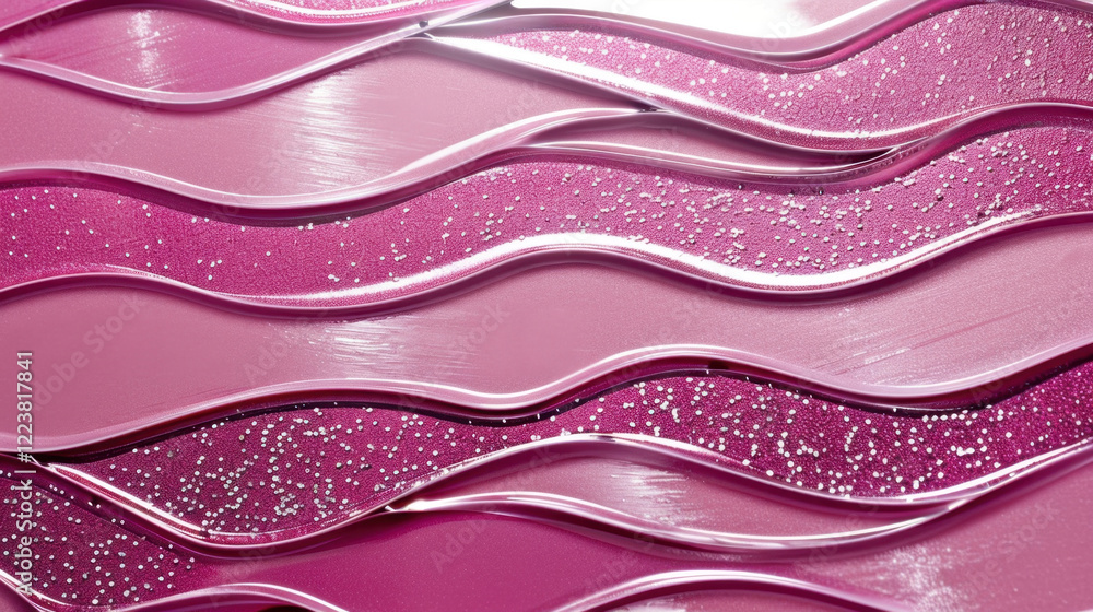Poster glossy pink waves with glitter create vibrant and dynamic texture, perfect for artistic backgrounds 