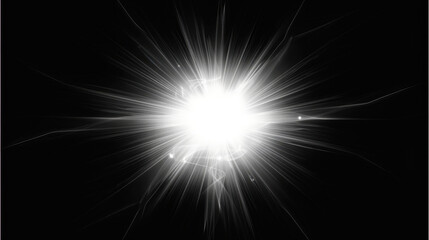 Bright light burst with radiant beams and glowing particles, creating dramatic effect against dark background