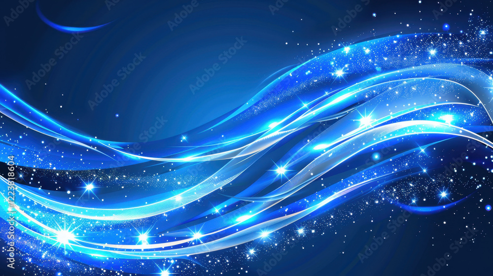Aufkleber bright blue abstract waves with sparkling stars create dynamic and vibrant background. this design e