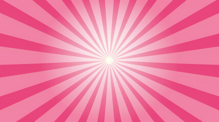 Bright pink radial background with sunburst pattern radiating outward