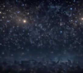 Naklejka premium Dark Blue Night Sky with Glittering Stars and Sparkling Bokeh, glitter, night sky, dark blue