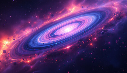 Obraz premium Vibrant Spiral Galaxy Cosmic Nebula Starscape
