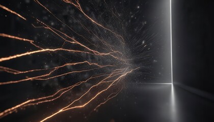 Glowing particle mesh against dark lines background,  lines,  background