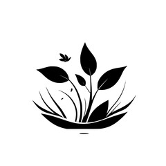 Fototapeta premium Elegant Black and White Plant Leaves Illustration: Minimalist Nature Design