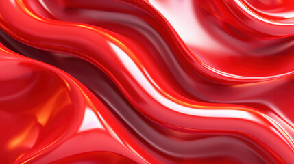 Shiny red fabric waves create dynamic and vibrant texture, evoking sense of movement and energy. smooth surface reflects light beautifully, enhancing visual appeal