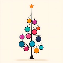 Colorful Minimalist Christmas Tree with Ornaments