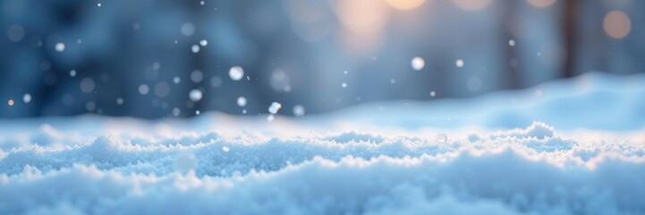 Fototapeta premium Snowflakes gently falling onto a blanket of fresh powder, peaceful, serene, gentle