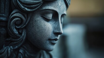 Serene Stone Angel: A Close-Up of a Tranquil Sculpture