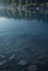 Ripples in a calm lake with shades of blue tones reflected on its surface, lake,  natural