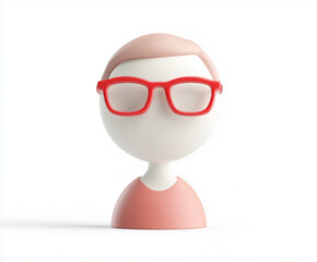 3D minimalistic red avatar icon character with glasses