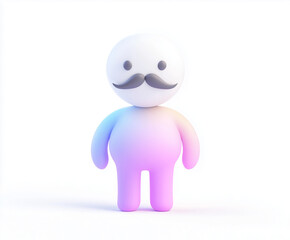 3d avatar rainbow character profile with mustache, isolated on white background