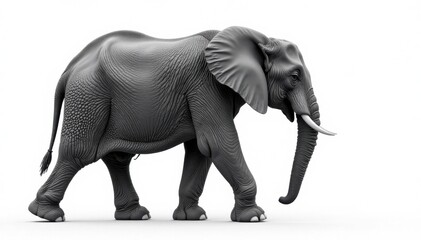 Obraz premium Grey silhouette of an elephant against white, elephant, nature