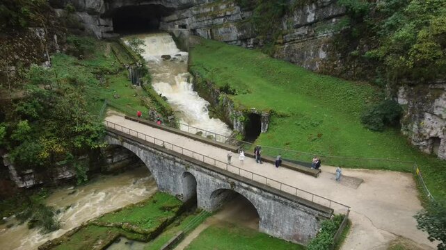 Source de la Loue, spring of river Loue, Ouhans, Doubs, Franche-Comte, France