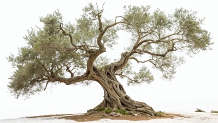 Fototapeta premium Ancient Olive Tree Isolated on White Background