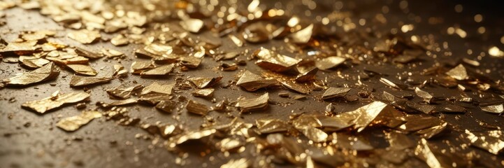 Sparkling gold foil design catching light on a textured surface,  reflective, foil