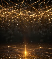 Sparkling gold glitter particles background effect with modern neon lights,  effect,  shimmer