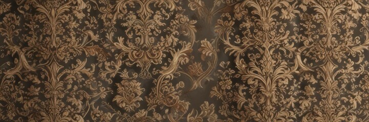 Traditional damask wallpaper featuring intricate scrollwork,  wallpaper pattern,  sophisticated style