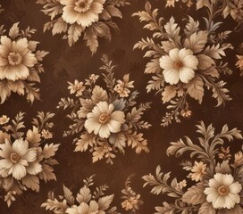 Traditional style brown wallpaper with floral design ,  floral,  design