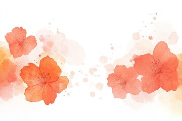 Beautiful watercolor illustration of orange flowers with soft splashes on a white background