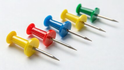 Colorful Pushpins on White Background