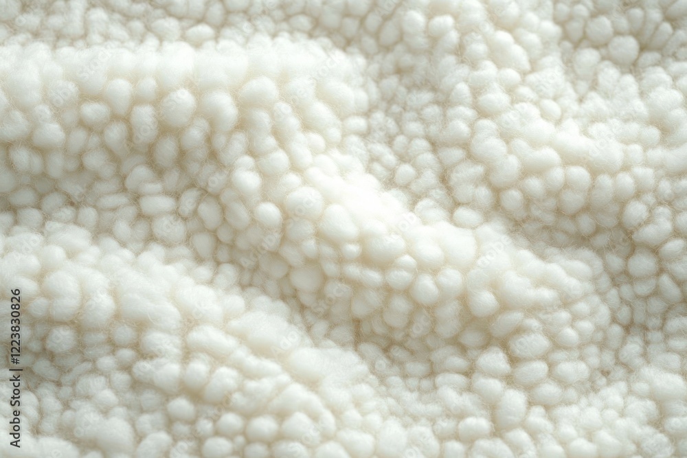 Poster fluffy white wool fleece fabric texture background with organic patterns and abstract shapes
