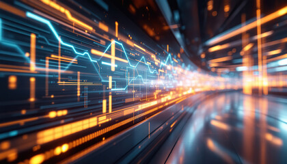 Fototapeta premium Abstract Digital Data Stream Visualization Showing Rapid Technological Advancement
