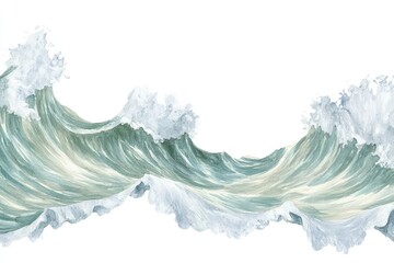 Serene Ocean Waves Illustrating Dynamic Motion with Soft Tones and White Background